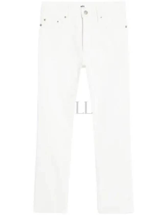 Women's Denim High Waist Cropped Jeans White - AMI - BALAAN 2