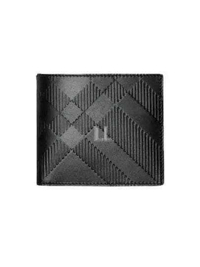 Embossed Check Bifold Half Wallet Black - BURBERRY - BALAAN 2