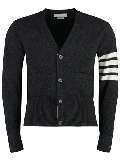 Men's Diagonal Classic Cashmere Cardigan Dark Grey - THOM BROWNE - BALAAN 2