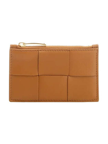 Women's Intrecciato Card Wallet Camel - BOTTEGA VENETA - BALAAN.