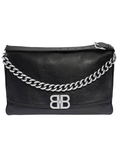 Women's BB Soft Large Flap Shoulder Bag Black - BALENCIAGA - BALAAN 1