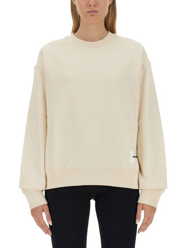 Logo Patch Sweatshirt Beige - JIL SANDER - BALAAN 3