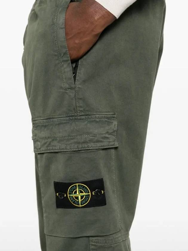 Stretch Cotton Cargo Straight Pants Green - STONE ISLAND - BALAAN 5