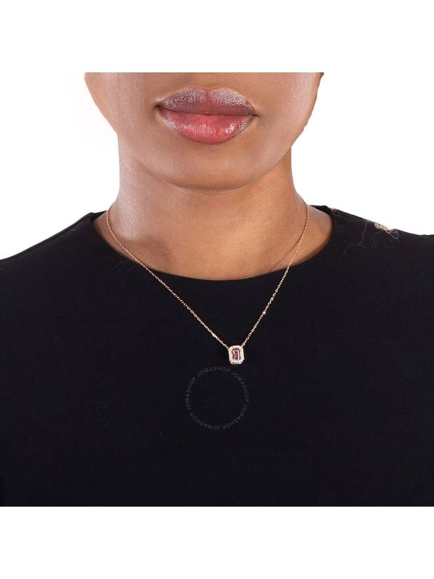 Una Octagon Cut Crystal Pendant Necklace Pink Rose Gold - SWAROVSKI - BALAAN 3