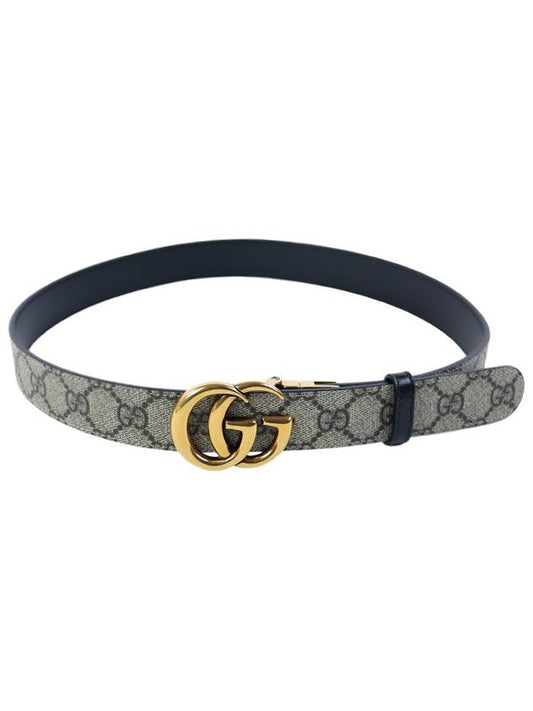 GG Marmont Supreme Canvas Leather Reversible Belt Beige Black - GUCCI - BALAAN 2