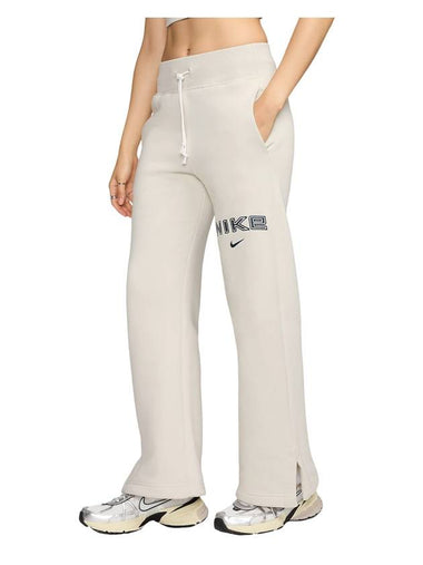 Sportswear Phoenix Fleece High Waist Logo Wide Pants Light Orewood Brown - NIKE - BALAAN 1