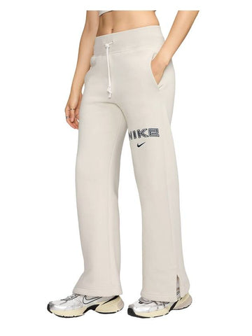 Sportswear Phoenix Fleece High Waist Logo Wide Pants Light Orewood White - NIKE - BALAAN 1