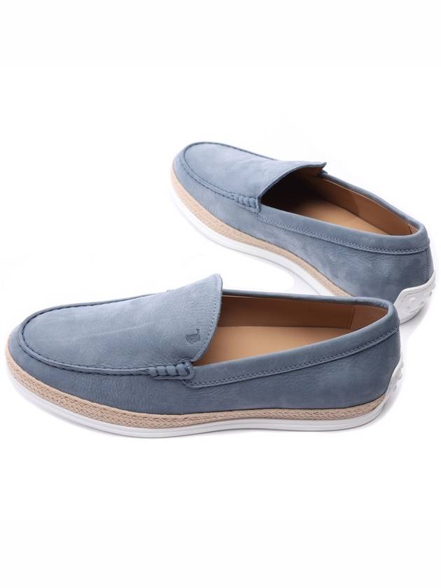 Men's Newbuck Embossed Logo Slip-On Loafers Blue - TOD'S - BALAAN 7