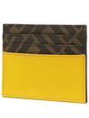 FF Square Leather Card Wallet Yellow - FENDI - BALAAN 3