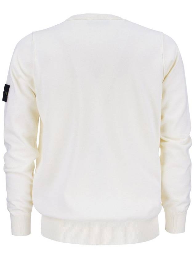 Crewneck Soft Cotton Knit Top White - STONE ISLAND - BALAAN 4