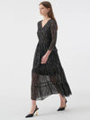 Women's Vanessa V-neck Flower Chiffon Tiered Long One-Piece Black - AME - BALAAN 5