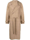 Check Pattern Breasted Double Coat Beige - LEMAIRE - BALAAN 1