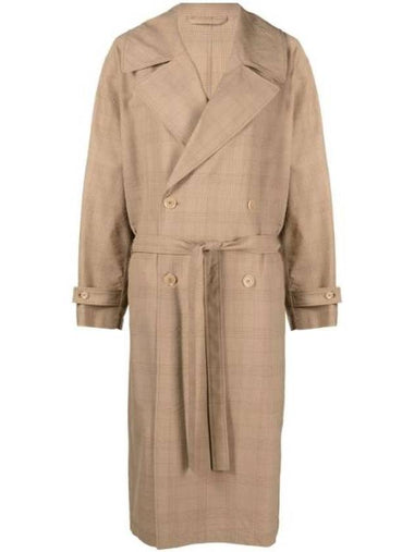 Check Pattern Over Double Breasted Coat Beige - LEMAIRE - BALAAN 1