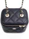 Classic Small Chain Grained Calfskin Gold Metal Cosmetic Case Mini Bag Black - CHANEL - BALAAN 8