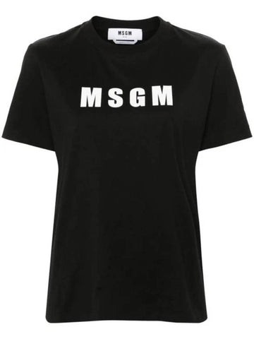 Logo Print Cotton Short Sleeve T-Shirt Black - MSGM - BALAAN 1