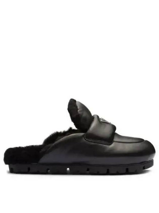 Logo Padded Leather Mule Black - PRADA - BALAAN 2