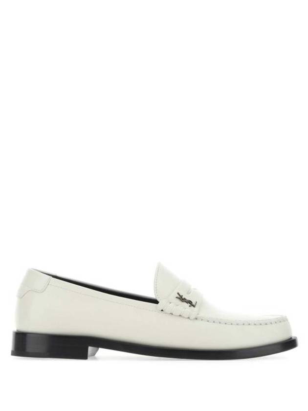 Le Loafer Penny Slippers In Smooth Leather Pearl - SAINT LAURENT - BALAAN 2