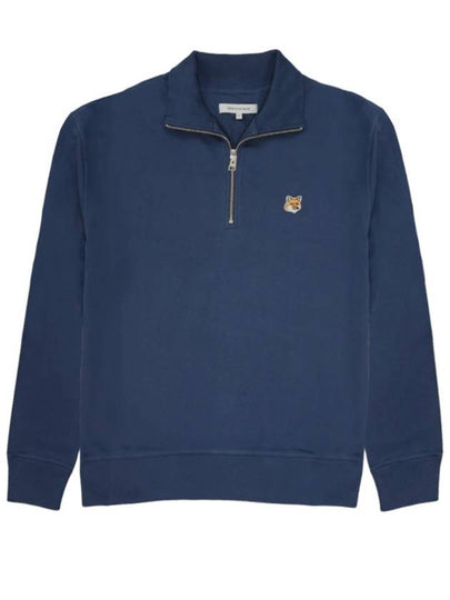 Fox Head Patch Half Zipper Sweatshirt Ink Blue - MAISON KITSUNE - BALAAN 2