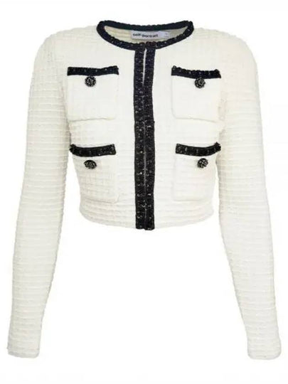 Women's Textured Knit Cardigan Cream - SELF PORTRAIT - BALAAN 2