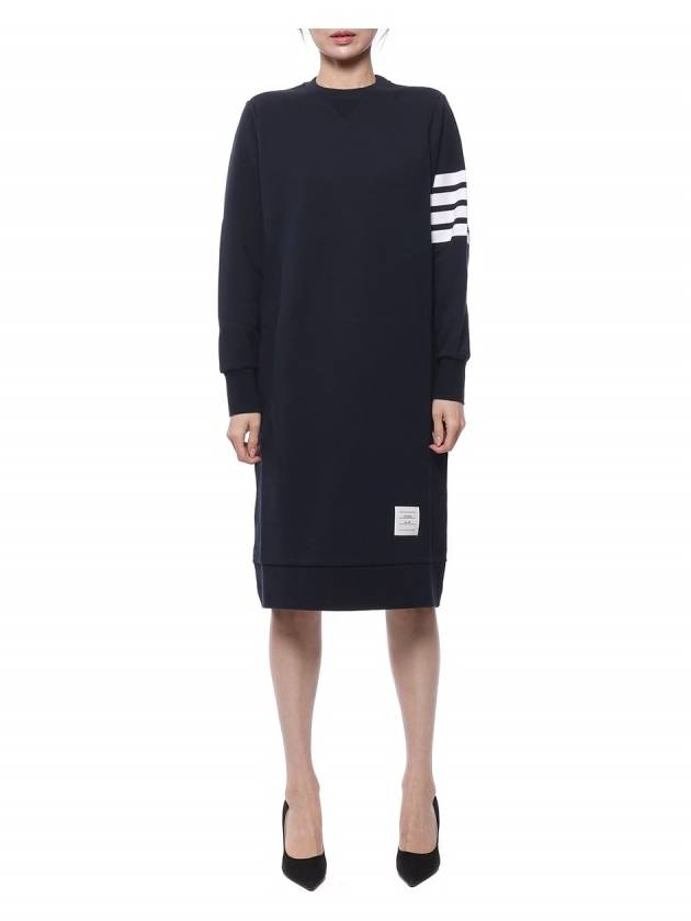 Classic Loopback 4-Bar Sweater Midi Dress Light Navy - THOM BROWNE - BALAAN 4