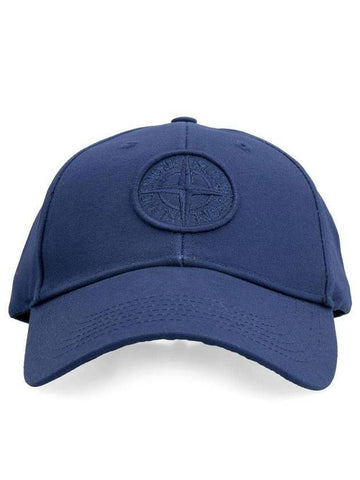 Men's Logo Patch Ball Cap Blue - STONE ISLAND - BALAAN.