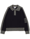 4-Bar Wool Polo Knit Top Navy Grey - THOM BROWNE - BALAAN 2