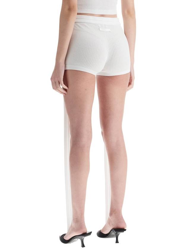 white cotton shorts with logo patch, ribbed fabric, above the knee - JEAN PAUL GAULTIER - BALAAN 3