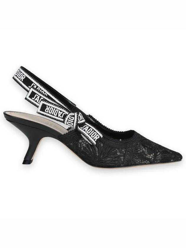 J'adior Chardons Embroidered Mesh Slingback Heel Black - DIOR - BALAAN 3