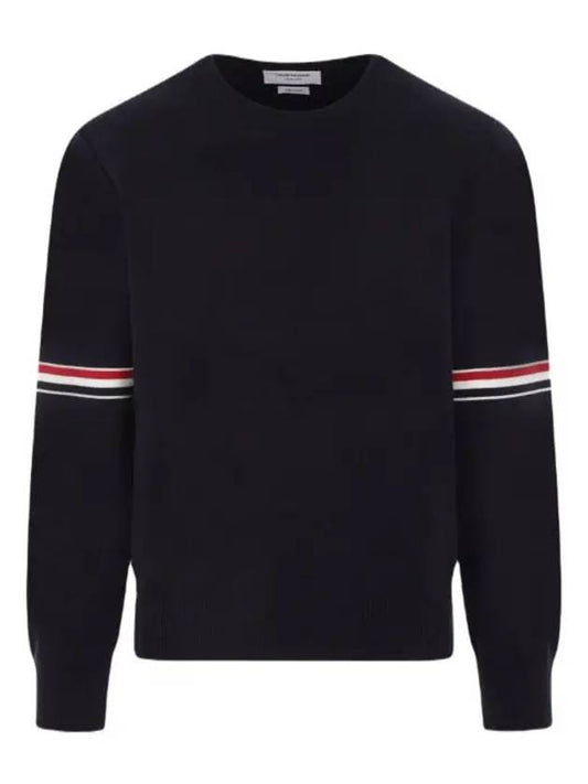 Men's Milan Stitch Armband Crew Neck Knit Top Navy - THOM BROWNE - BALAAN 2