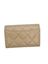 Classic Grained Shiny Calfskin Card Wallet Beige - CHANEL - BALAAN 3