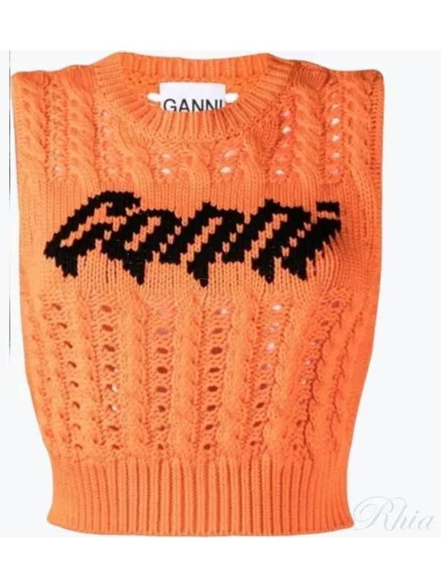 Women's Knit Crop Vest Orange - GANNI - BALAAN 2