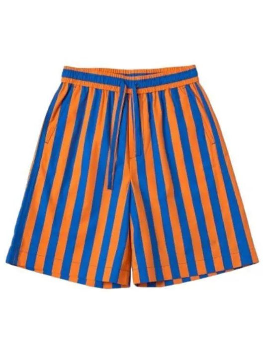 Mid Rise Striped Elastic Shorts Pants Orange Azur - SUNNEI - BALAAN 1