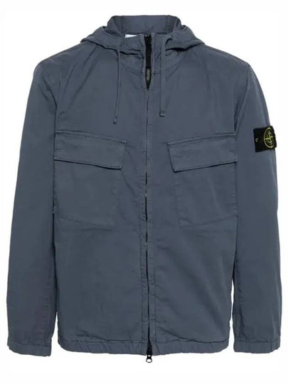 Cotton Twill Stretch Hooded Jacket Avio Blue - STONE ISLAND - BALAAN 2