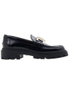 Women's Kate Metal Chain Leather Loafers Black - TOD'S - BALAAN 3