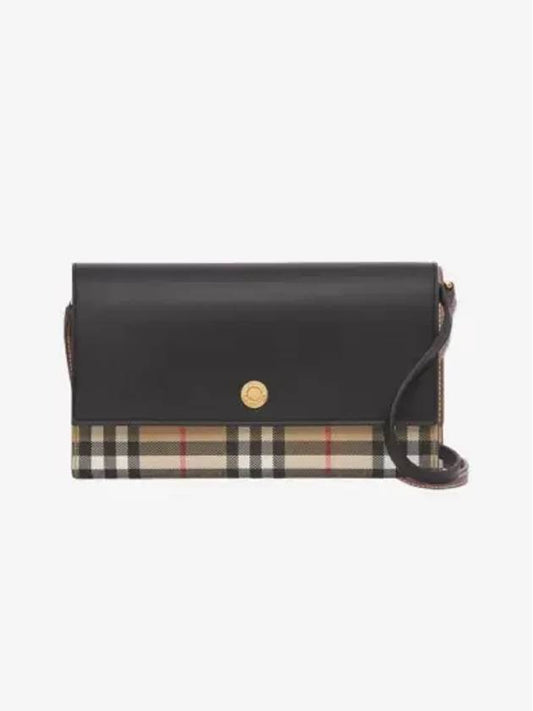 Detachable Strap Checked Leather Wallet Cross Bag Black - BURBERRY - BALAAN 2