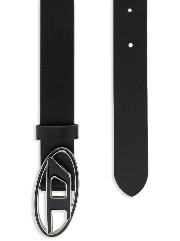 Logo Buckle Leather Belt Black - DIESEL - BALAAN 3