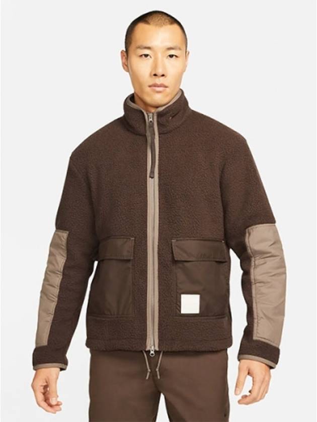 Sherpa High Pile Fleece Zip-Up Jacket Brown - NIKE - BALAAN 2