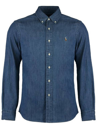 Men's Denim Custom Fit Long Sleeve Shirt Blue - POLO RALPH LAUREN - BALAAN 2