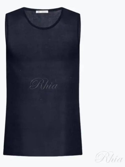 Ride Ribbed Long Tank Sleeveless Navy - AMI - BALAAN 2