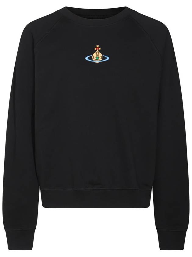 Embroidered Logo Cotton Sweatshirt Black - VIVIENNE WESTWOOD - BALAAN 2