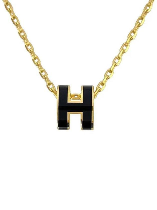 Mini Pop H Pendant Necklace Gold Noir - HERMES - BALAAN 1