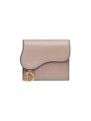 Saddle Lotus Goatskin Half Wallet Warm Taupe - DIOR - BALAAN 1