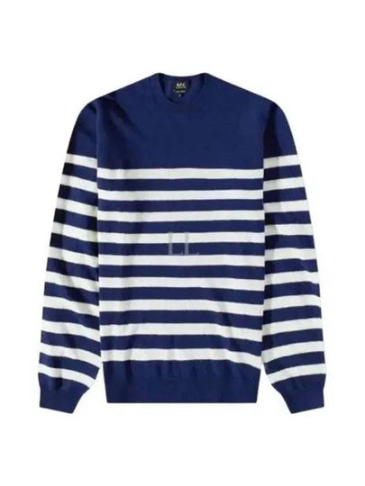 Ishmael Striped Crew Knit Top Dark Navy White - A.P.C. - BALAAN 2