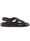 Chunky Leather Canvas Sandals Black - TOTEME - BALAAN 1