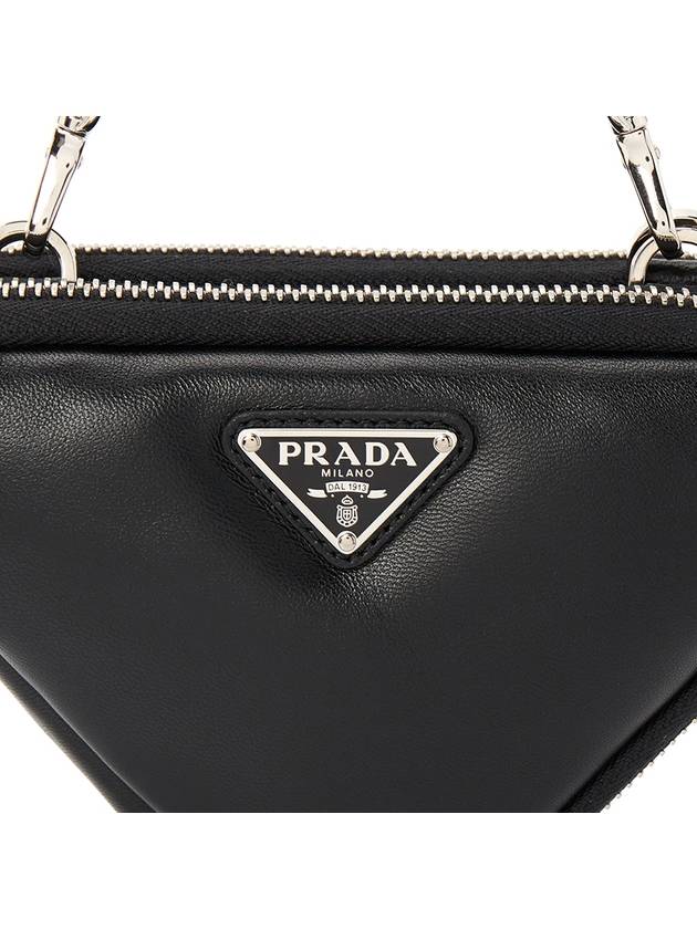 Triangle Logo Leather Mini Pouch Bag Black - PRADA - BALAAN 10