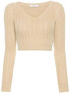 Ifrem Wool Cashmere Crop Knit Top Beige - MAX MARA - BALAAN 2