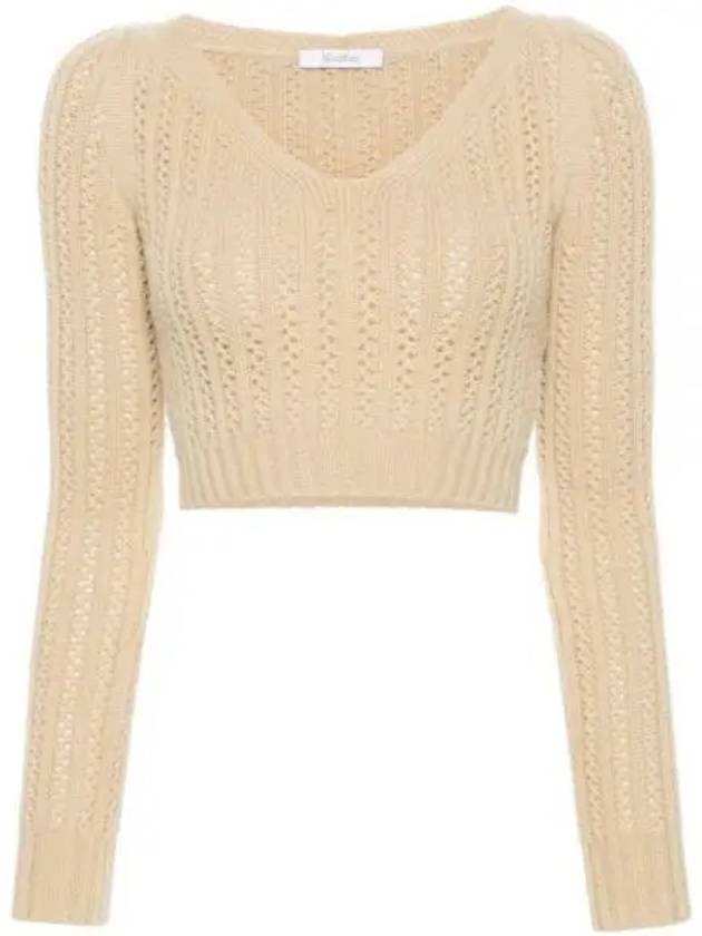 Ifrem Wool Cashmere Crop Knit Top Beige - MAX MARA - BALAAN 2