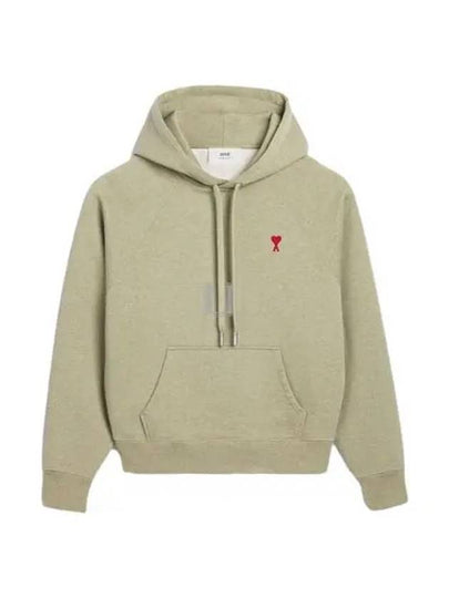 Embroidered Logo Organic Cotton Hoodie Heather Sage - AMI - BALAAN 2