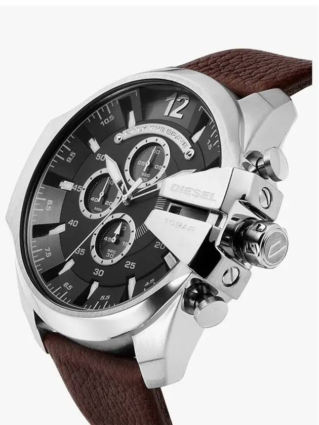 Mega Chief Quartz Leather Watch Brown - DIESEL - BALAAN.