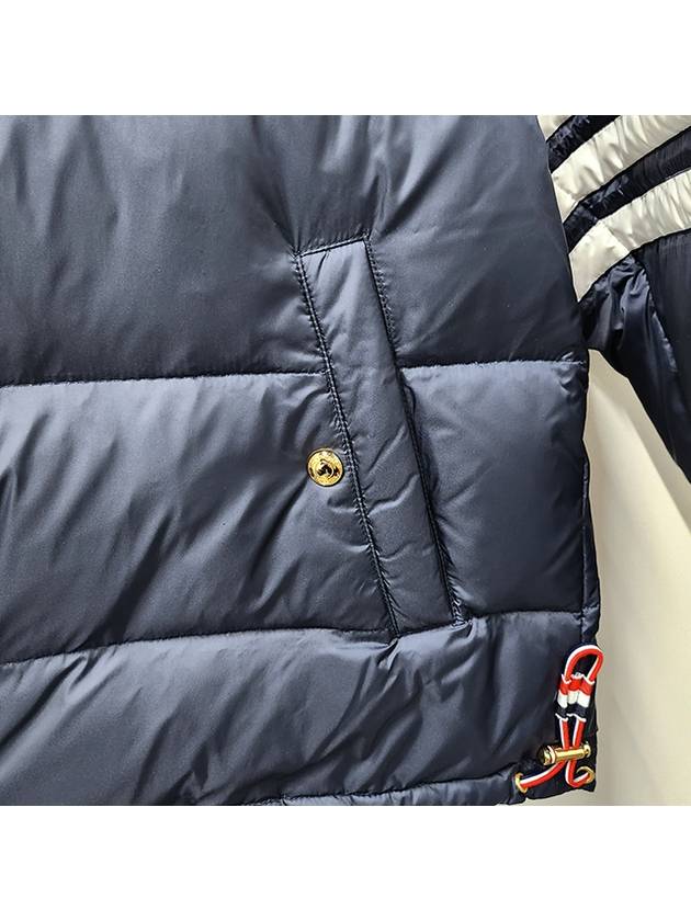 Downfilled Nylon 4-Bar Bomber Padding Navy - THOM BROWNE - BALAAN 8